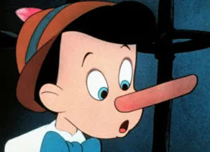 Pinnocchio with his large nose