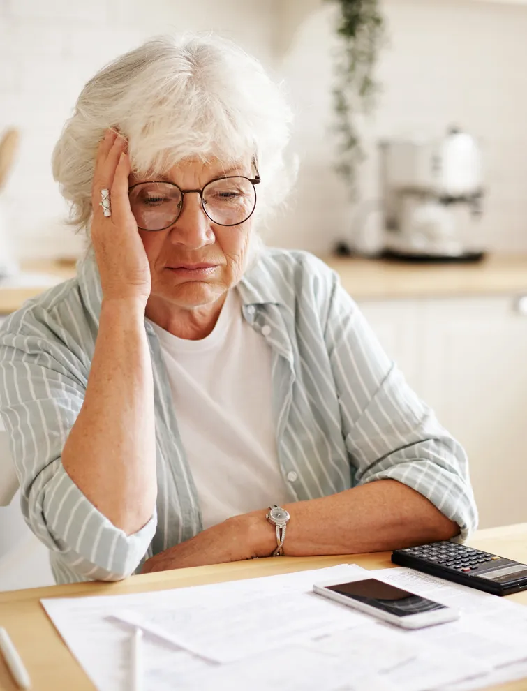 image of an old woman concerned