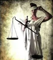 blind justice peeking