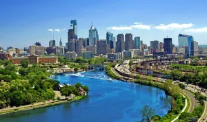 Philadelphia Skyline Along The Schuylkill River